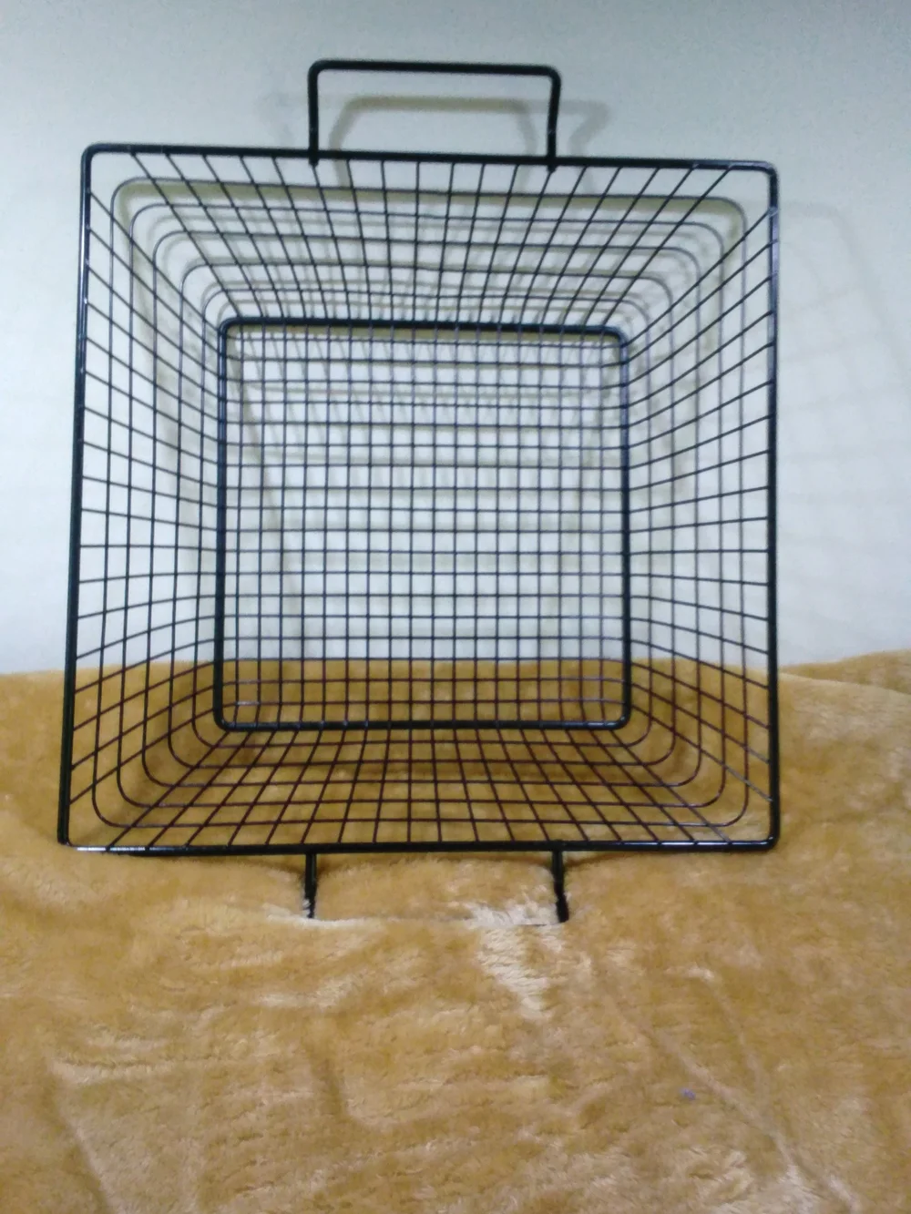 Black Square Metal Wire Storage Basket
